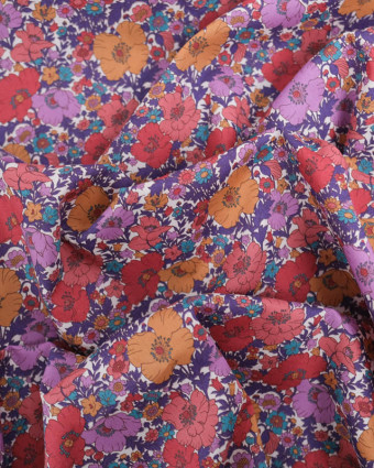 Tissu Liberty Fabrics@ Meadow Song Rouge et Violet - Mercerine