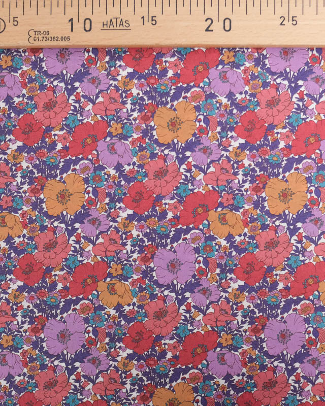 Tissu Liberty Fabrics@ Meadow Song Rouge et Violet - Mercerine