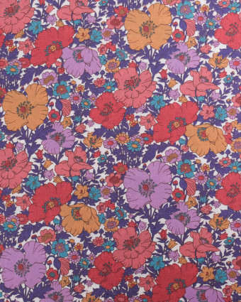 Tissu Liberty Fabrics@ Meadow Song Rouge et Violet - Mercerine