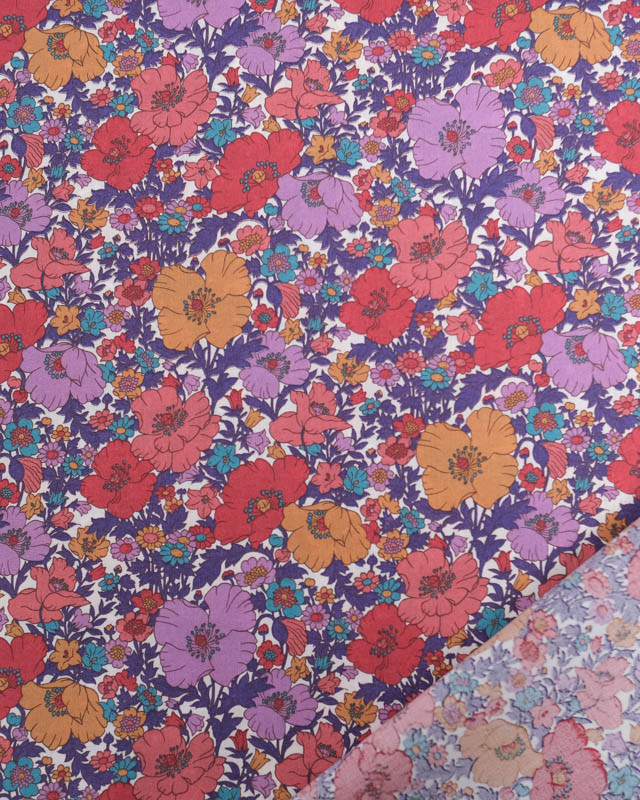 Tissu Liberty Fabrics@ Meadow Song Rouge et Violet - Mercerine