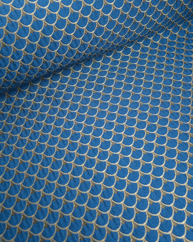 Tissu Jacquard Ameublement Tissé En France Dragon Bleu - Mercerine