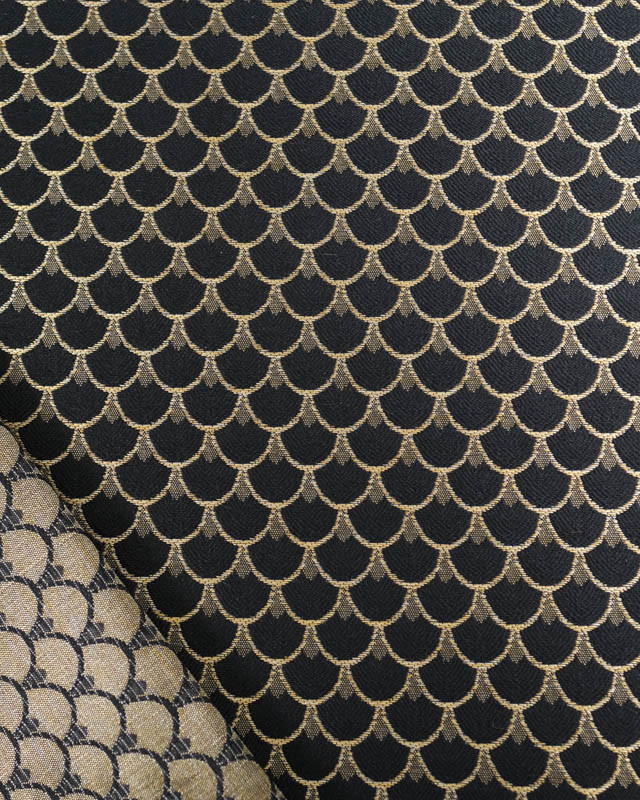 Tissu Jacquard Ameublement Tissé En France Dragon Noir - Mercerine