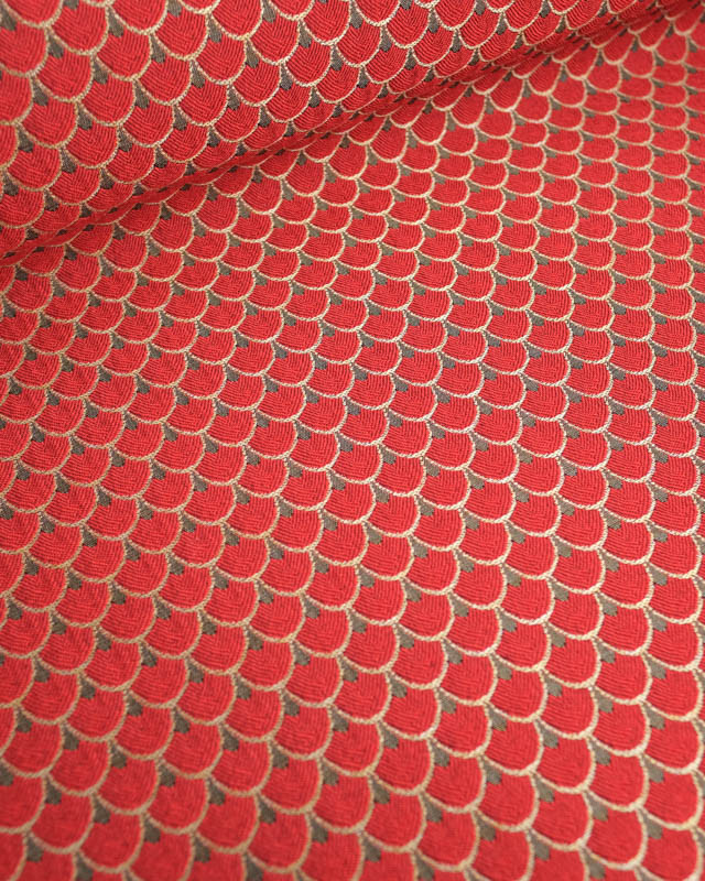 Tissu Jacquard Ameublement Tissé En France Dragon Rouge - Mercerine