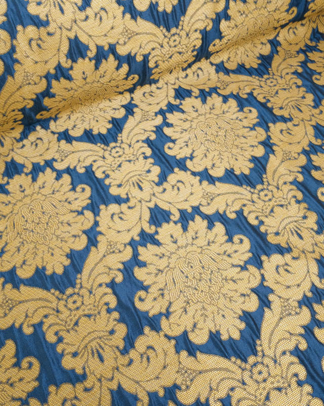 Tissu Jacquard Ameublement Tissé En France Fronsac Bleu - Mercerine