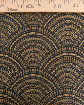 Tissu Jacquard Ameublement Tissé En France Or Noir - Mercerine