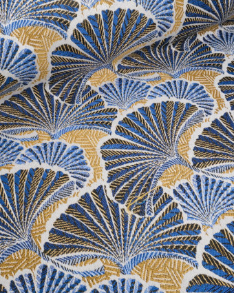 Tissu Jacquard Ameublement Tissé En France Ankara Bleu - Mercerine