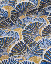 Tissu Jacquard Ameublement Tissé En France Ankara Bleu