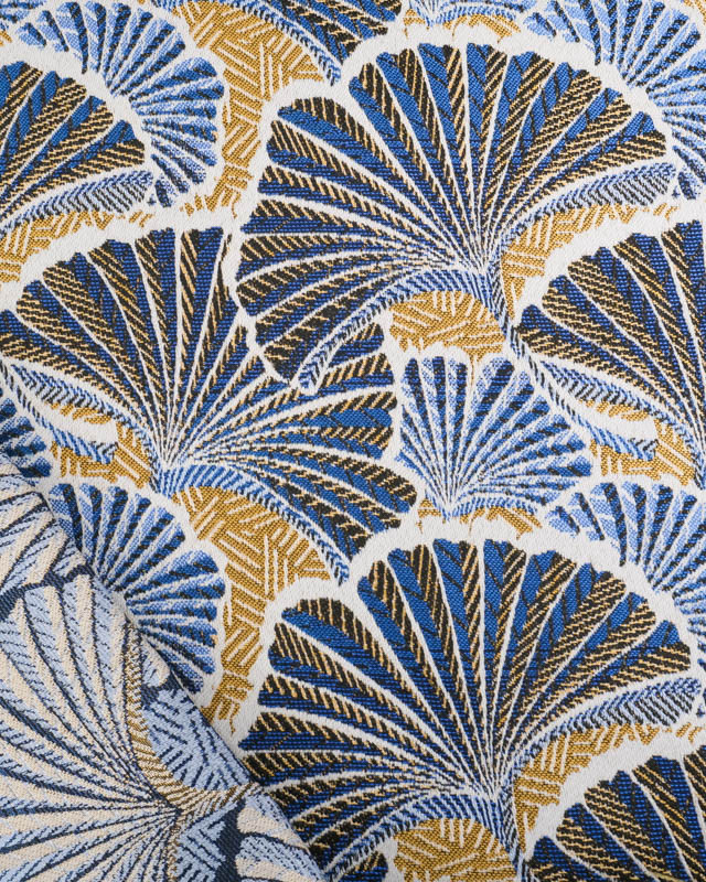 Tissu Jacquard Ameublement Tissé En France Ankara Bleu - Mercerine