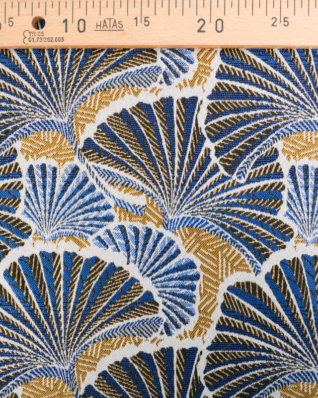 Tissu Jacquard Ameublement Tissé En France Ankara Bleu - Mercerine