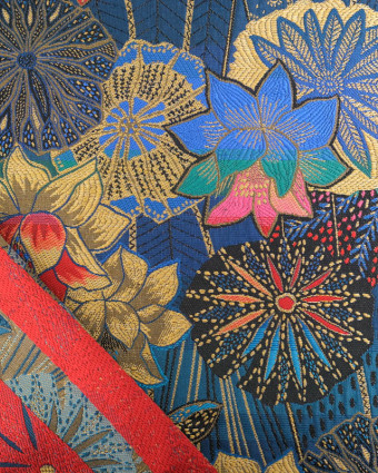 Tissu Jacquard Ameublement Tissé En France Opium Bleu - Mercerine