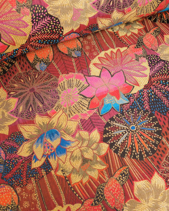 Tissu Jacquard Ameublement Tissé En France Opium Rouge - Mercerine