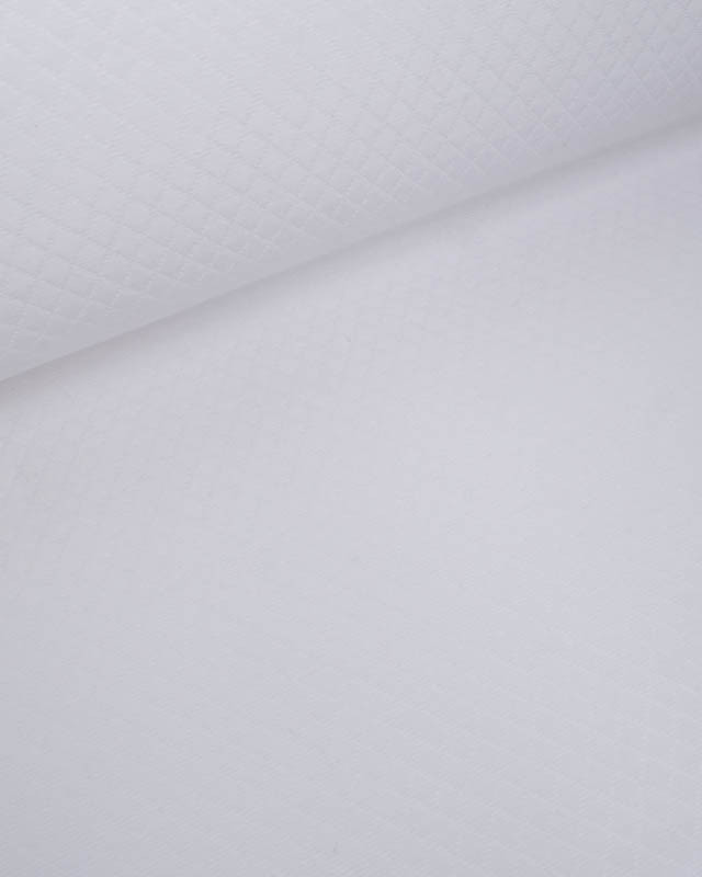 Tissu Jacquard Tissé En France Effet Matelassé Blanc Optique - Mercerine