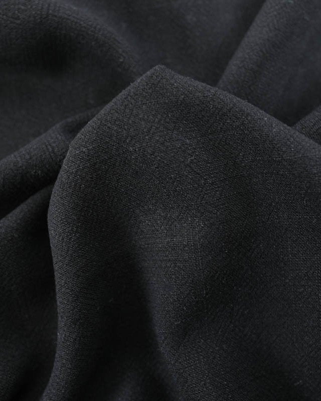 Tissu Lin Lavé Viscose Noir - Mercerine