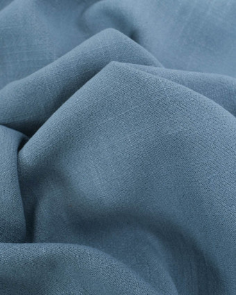 Tissu Lin Lavé Viscose Bleu Persan - Mercerine