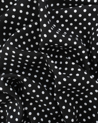 Tissu Viscose Noir à Pois Blancs - Mercerine