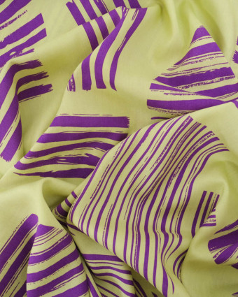 Viscose Vert Anis Motif Abstrait Violet - Mercerine