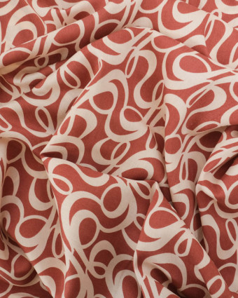 Tissu au mètre : Viscose Terracotta Motif Abstrait Beige - Mercerine