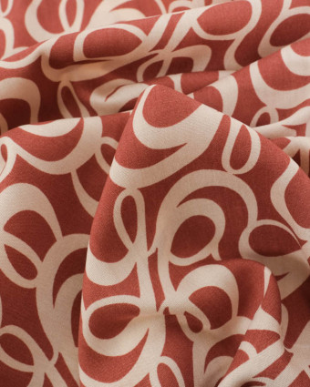 Tissu au mètre : Viscose Terracotta Motif Abstrait Beige - Mercerine