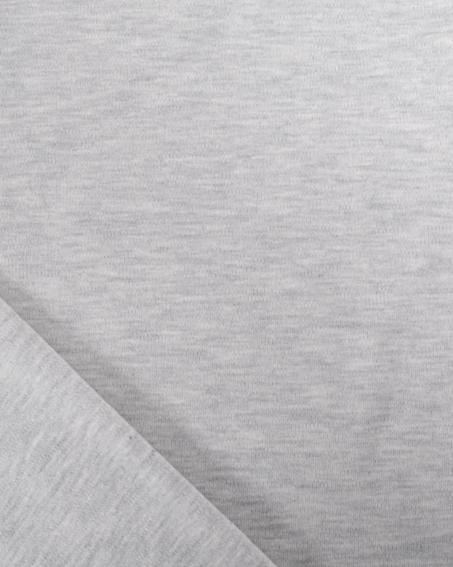 Tissu Jersey Interlock Premium Gris Clair Chiné - Mercerine