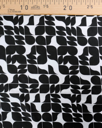 Viscose Sanforisée Motif Seventies Noir et Blanc - Mercerine