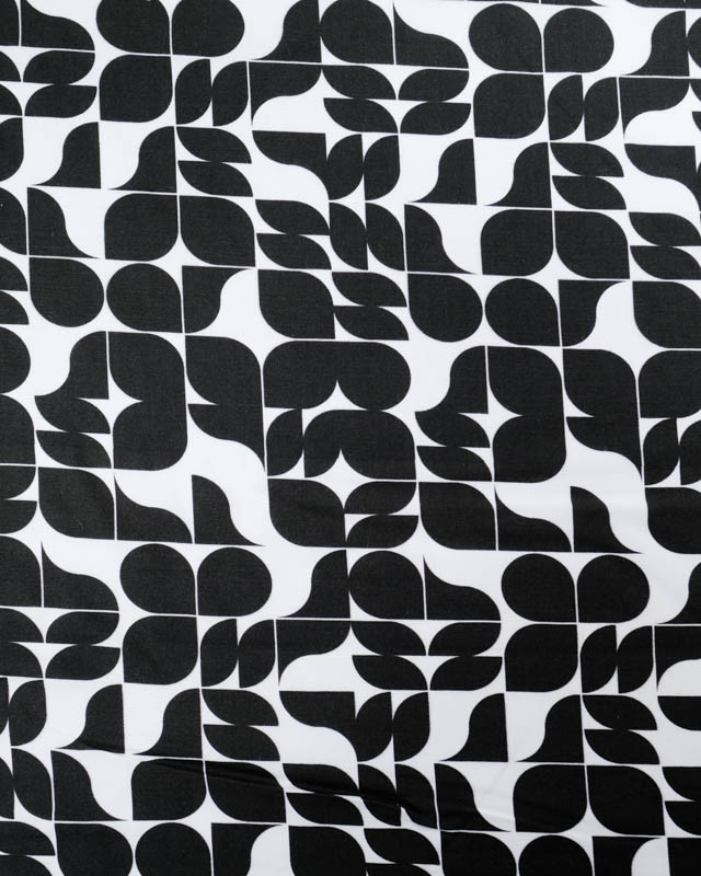 Viscose Sanforisée Motif Seventies Noir et Blanc - Mercerine