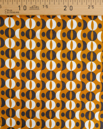 Viscose Sanforisée Ocre Motif Sixties  - Mercerine