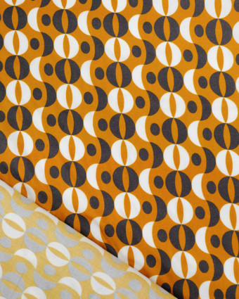 Viscose Sanforisée Ocre Motif Sixties  - Mercerine