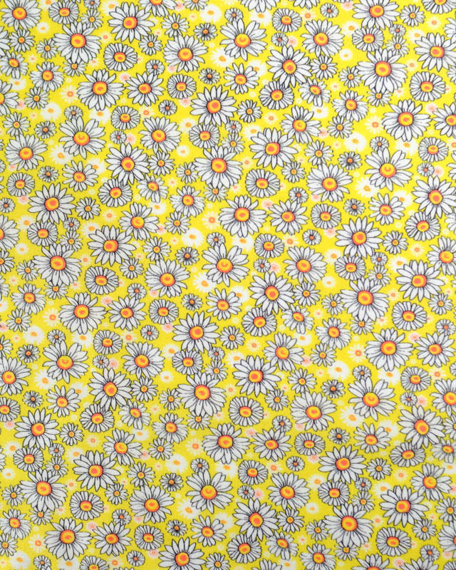 Viscose Sanforisée Jaune Imprimé Marguerites - Mercerine