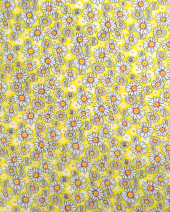 Viscose Sanforisée Jaune Imprimé Marguerites - Mercerine