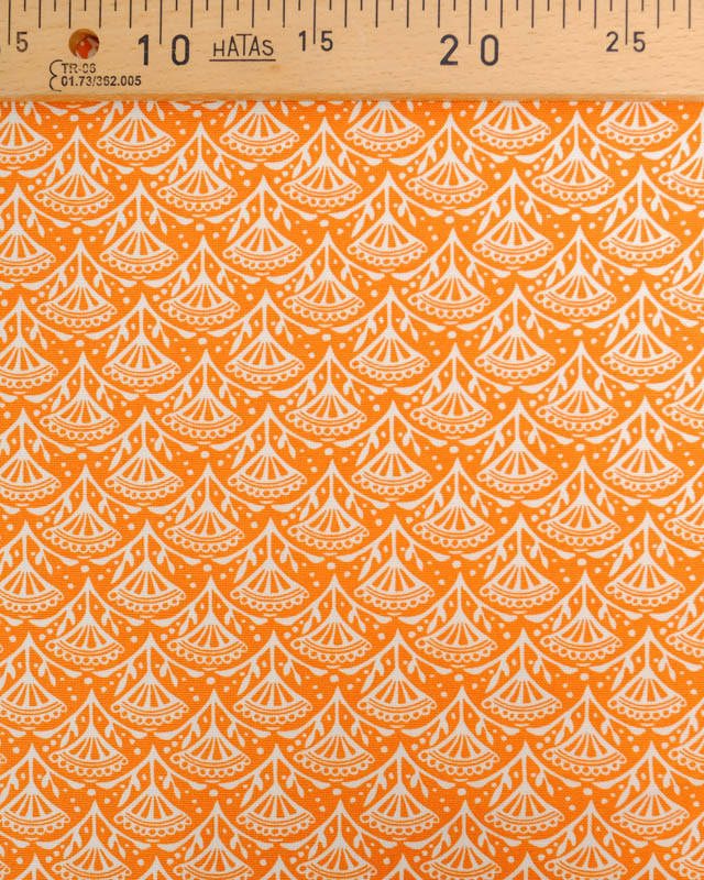 Toile de Coton Canvas Orange Motif Eventail - Poppy Fabrics - Mercerine