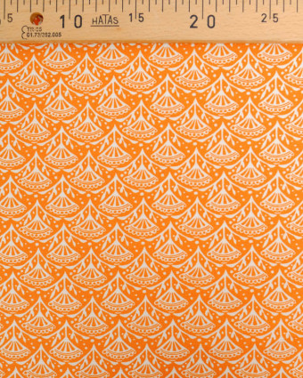 Toile de Coton Canvas Orange Motif Eventail - Poppy Fabrics - Mercerine