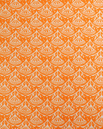 Toile de Coton Canvas Orange Motif Eventail - Poppy Fabrics - Mercerine