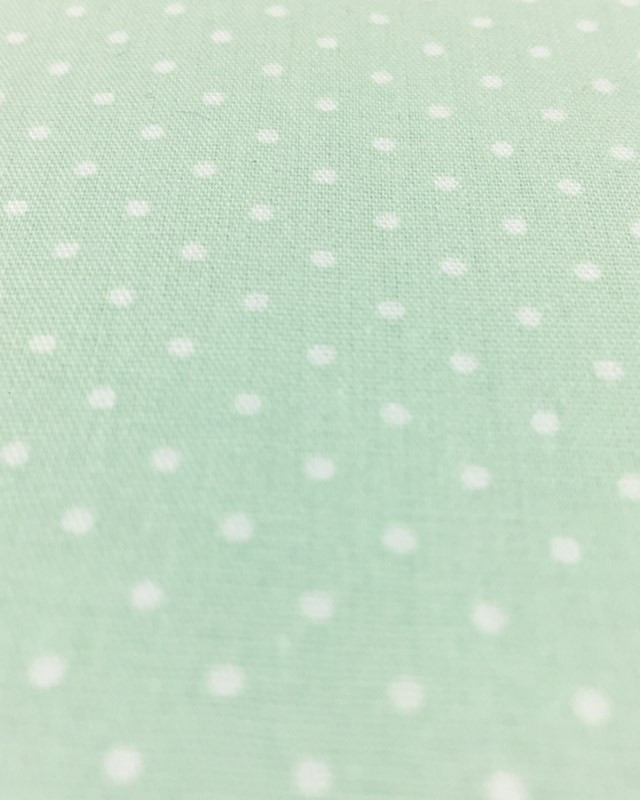 Coton Vert pois blanc - par 10cm