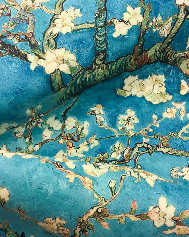 Tissu velours imprimé amandiers bleu qualité siège - Mercerine