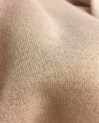 Tissu molleton en ligne : sweat pailleté nude - Mercerine