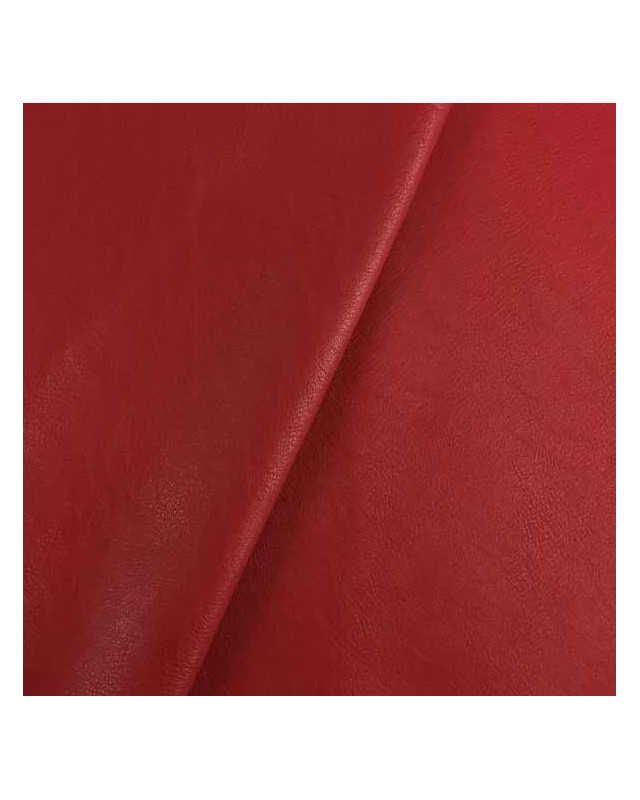 Tissu simili cuir rouge qualité siège Thibaud x10cm -  Mercerine