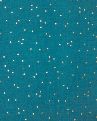  Double gaze bleu paon pois or x 10cm -  Mercerine