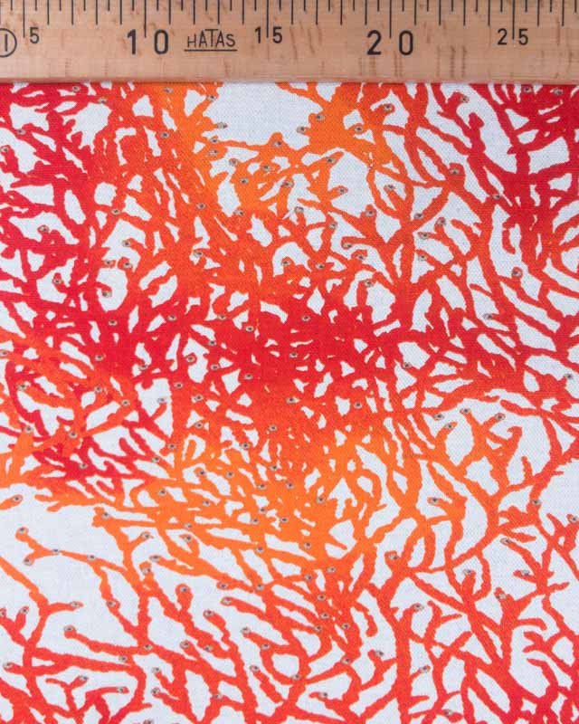 Toile coton Calédonie rouge corail x10cm