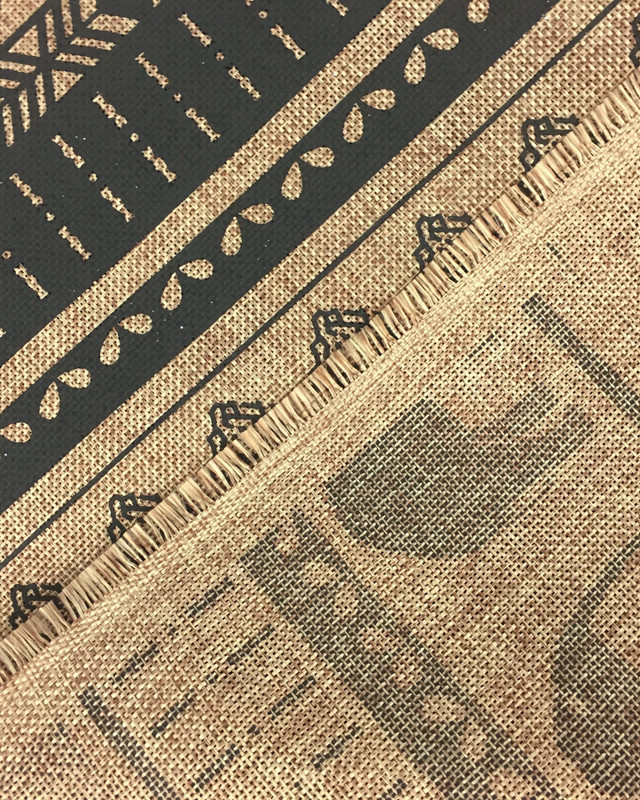 Toile de jute imprimée éléphant noir - Mercerine