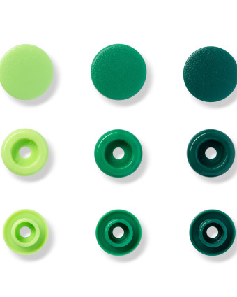 Lot 30 boutons pression Prym vert 