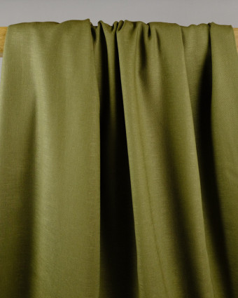 Tissu lin mélangé sergé vert kaki pour tops et robes - Mercerine