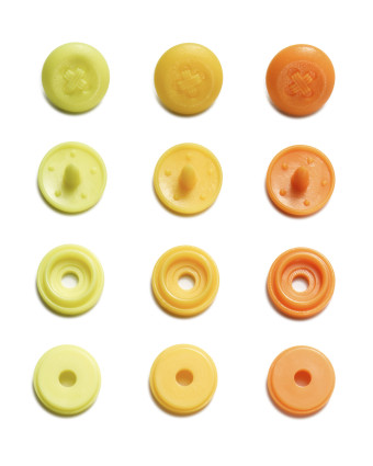 36 boutons pression - Mini boutons - Jaune - Orange - Prym - Mercerie - Mercerine