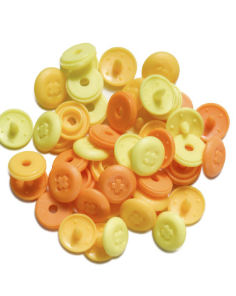 36 boutons pression - Mini boutons - Jaune - Orange - Prym - Mercerie - Mercerine