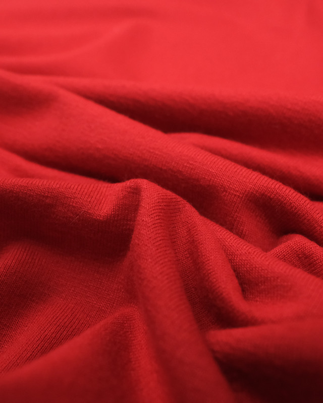 Tissu jersey viscose Rouge piment - Tissu oeko tex  - Mercerine