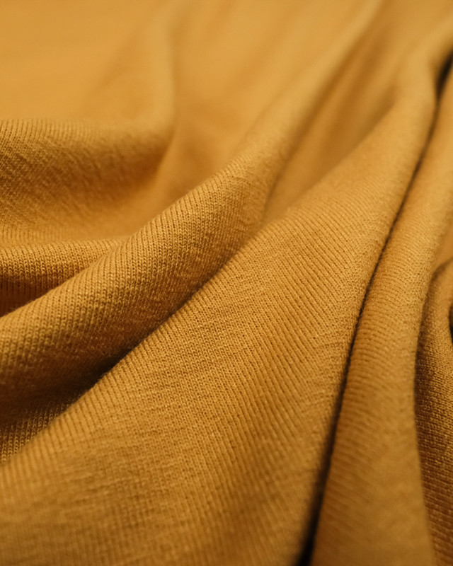 Tissu jersey viscose jaune ocre - Tissu oeko tex  - Mercerine