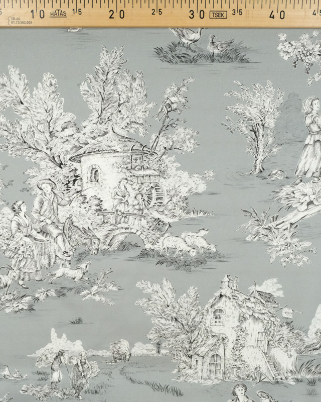 Toile de jouy - Tissu Grande Largeur - Tissu  pour rideaux - 