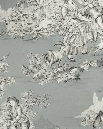 Toile de jouy - Tissu Grande Largeur - Tissu  pour rideaux - 