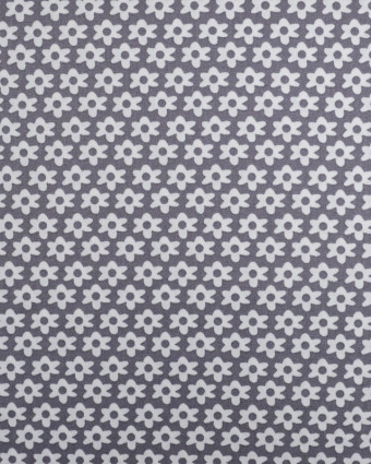 Popeline de coton : tissu fleuri gris - Mercerine