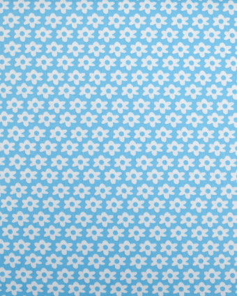 Tissu coton fleuri bleu ciel x10cm