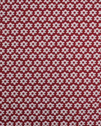 Tissu coton fleuri bordeaux x10Cm